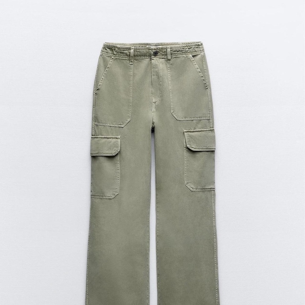Green Zara Straight cargo pants